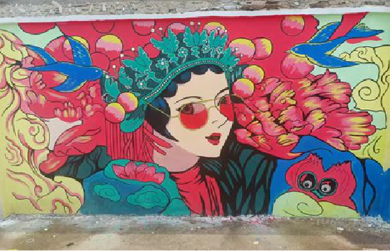 佳县墙体彩绘-网红墙