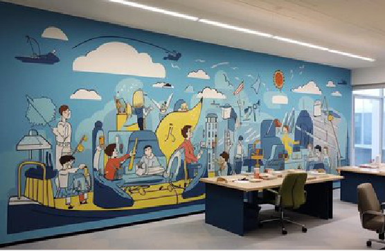 佳县办公室墙绘的特点。