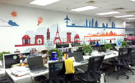 佳县教你设计办公室墙绘的方法。